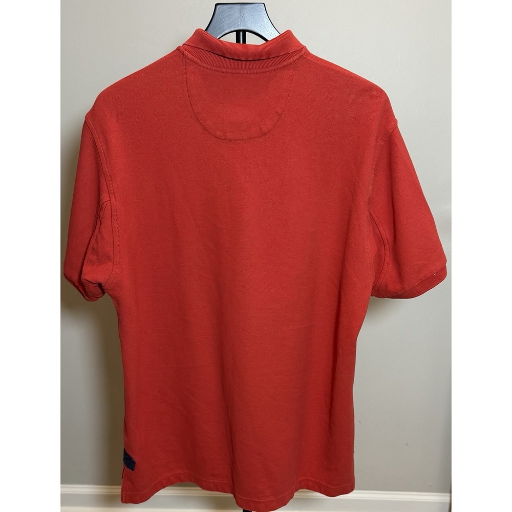 Orvis Orange Red Solid Polo Shirt Men's L Short Sleeve 100% Cotton Knit Logo EUC - Picture 2 of 9